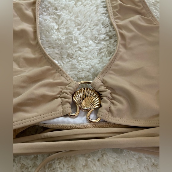 PLT halter neck shell trim bikini top - Picture 2 of 3